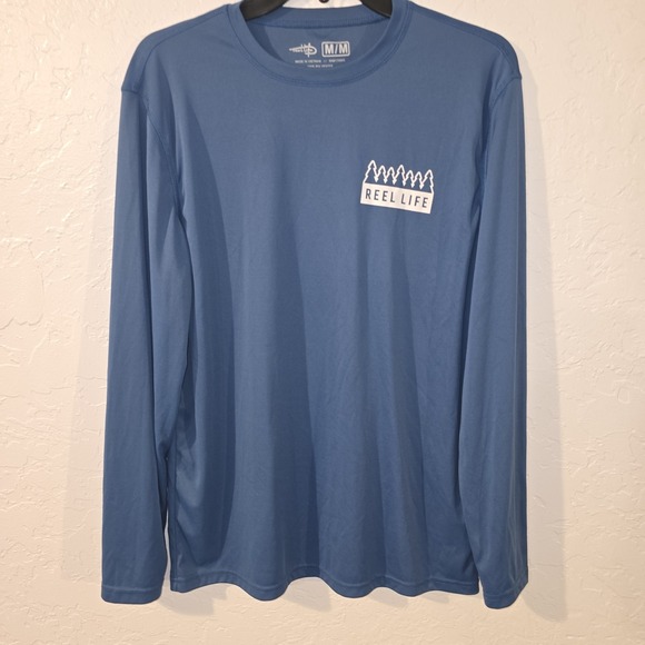 Reel Life Mens Long Sleeve Jax Beach UV Protective Shirt Blue M Adventure awaits - Picture 1 of 4